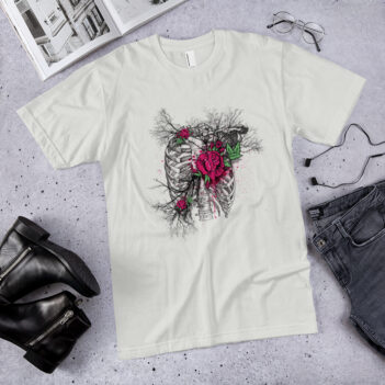 The t-shirt Rose Skeleton Branches Torso was created especially for women. It will be a manifestation of your brightness and originality. This is a high quality fabric and printed product, wear-resistant, pleasant to the touch. Printing and photo printing, images, drawings on T-shirt is performed by our studio at a high technological level. Hi-Tees online store presents men's t-shirts of various colors made of 100% fine jersey cotton and decorated with original prints. The printed T-shirt is the best choice for any occasion! T-shirt