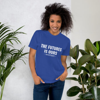 The Future Is Ours is a great designer decision in the Funny Slogans Category. This unisex t-shirt  is a manifestation of your brightness and originality. It's a high quality fabric and printed product, wear-resistant, pleasant to touch. All slogans are printed by our studio with high peformance equipment. Our online store presents tees of various colors, made of 100% fine jersey cotton and decorated with designer prints. Thematic T-shirt is the best choice for every day and any occasion. T-shirt