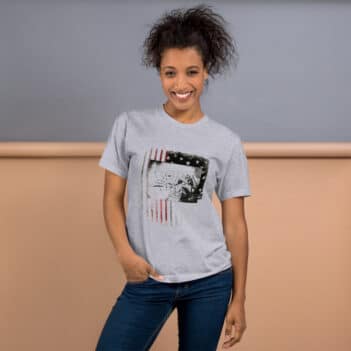 The t-shirt Free American Flag Woman was created especially for women. It will be a manifestation of your brightness and originality. This is a high quality fabric and printed product, wear-resistant, pleasant to the touch. Printing and photo printing, images, drawings on T-shirt is performed by our studio at a high technological level. Hi-Tees online store presents men's t-shirts of various colors made of 100% fine jersey cotton and decorated with original prints. The printed T-shirt is the best choice for any occasion! T-shirt