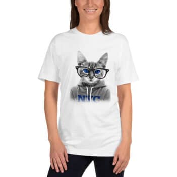 The t-shirt Cat With Glasses was created especially for women. It will be a manifestation of your brightness and originality. This is a high quality fabric and printed product, wear-resistant, pleasant to the touch. Printing and photo printing, images, drawings on T-shirt is performed by our studio at a high technological level. Hi-Tees online store presents men's t-shirts of various colors made of 100% fine jersey cotton and decorated with original prints. The printed T-shirt is the best choice for any occasion! T-shirt