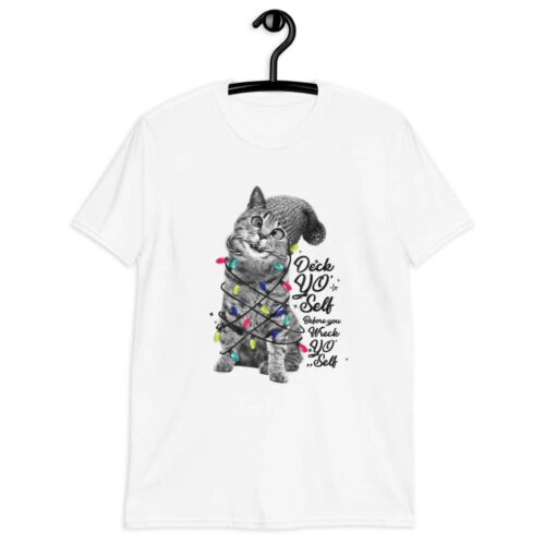 Christmas Lights Kitten Illustration Unisex T-Shirt - Image 2
