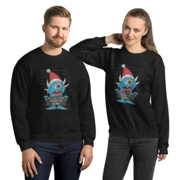 Eggnog Christmas Monster Mugshot Unisex Sweatshirt