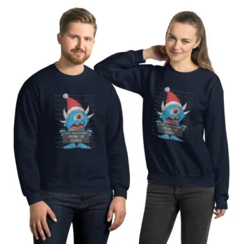 Eggnog Christmas Monster Mugshot Unisex Sweatshirt - Image 2