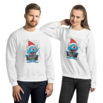 Eggnog Christmas Monster Mugshot Unisex Sweatshirt - Image 4