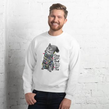 Christmas Lights Kitten Illustration Unisex Sweatshirt