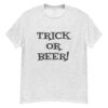 "Trick Or Beer!" is a great designer decision in the Funny Slogans Category. This unisex t-shirt  is a manifestation of your brightness and originality. It's a high quality fabric and printed product, wear-resistant, pleasant to touch. All slogans are printed by our studio with high peformance equipment. Our online store presents tees of various colors, made of 100% cotton and decorated with designer prints. Thematic T-shirt is the best choice for every day and any occasion.