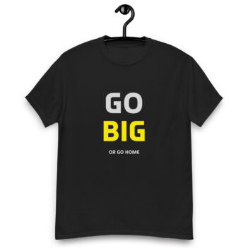 "Go Big Or Go Home" is a great designer decision in the Funny Slogans Category. This unisex t-shirt  is a manifestation of your brightness and originality. It's a high quality fabric and printed product, wear-resistant, pleasant to touch. All slogans are printed by our studio with high peformance equipment. Our online store presents tees of various colors, made of 100% cotton and decorated with designer prints. Thematic T-shirt is the best choice for every day and any occasion.