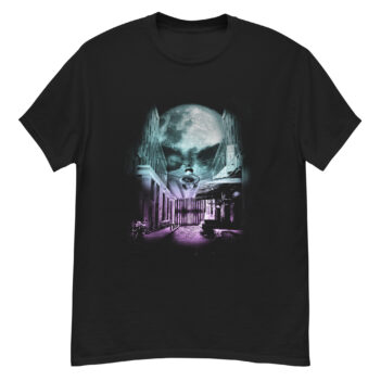 "Galactic Dark Moon Skull" is a great designer decision in the Cool Images Category. This unisex t-shirt  is a manifestation of your brightness and originality. It’s a high quality fabric and printed product, wear-resistant, pleasant to touch. All images are printed with high peformance equipment. Printed T-shirt is the best choice for every day and any occasion.