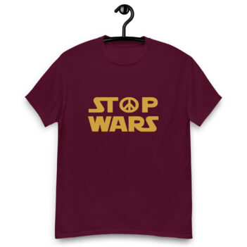 "Stop Wars" is a great designer decision in the Funny Slogans Category. This unisex t-shirt  is a manifestation of your brightness and originality. It's a high quality fabric and printed product, wear-resistant, pleasant to touch. All slogans are printed by our studio with high peformance equipment. Our online store presents tees of various colors, made of 100% cotton and decorated with designer prints. Thematic T-shirt is the best choice for every day and any occasion.