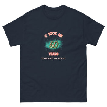 "It took me 50 years" is a great designer decision in the Funny Slogans Category. This unisex t-shirt  is a manifestation of your brightness and originality. It's a high quality fabric and printed product, wear-resistant, pleasant to touch. All slogans are printed by our studio with high peformance equipment. Thematic T-shirt is the best choice for every day and any occasion.