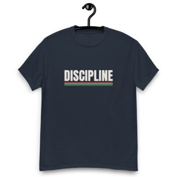 "Discipline." is a great designer decision in the Funny Slogans Category. This unisex t-shirt  is a manifestation of your brightness and originality. It's a high quality fabric and printed product, wear-resistant, pleasant to touch. All slogans are printed by our studio with high peformance equipment. Our online store presents tees of various colors, made of 100% cotton and decorated with designer prints. Thematic T-shirt is the best choice for every day and any occasion.