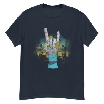 "Zombie Music Rock Concert" is a great designer decision in the Cool Images Category. This unisex t-shirt  is a manifestation of your brightness and originality. It’s a high quality fabric and printed product, wear-resistant, pleasant to touch. All images are printed with high peformance equipment. Printed T-shirt is the best choice for every day and any occasion.