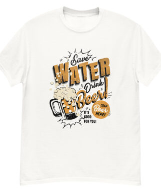 "Save Water Drink Beer" is a great designer decision in the Cool Images Category. This unisex t-shirt  is a manifestation of your brightness and originality. It’s a high quality fabric and printed product, wear-resistant, pleasant to touch. All images are printed with high peformance equipment. Printed T-shirt is the best choice for every day and any occasion.
