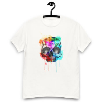 "Paint Splattered Skull" is a great designer decision in the Cool Images Category. This unisex t-shirt  is a manifestation of your brightness and originality. It’s a high quality fabric and printed product, wear-resistant, pleasant to touch. All images are printed with high peformance equipment. Printed T-shirt is the best choice for every day and any occasion.